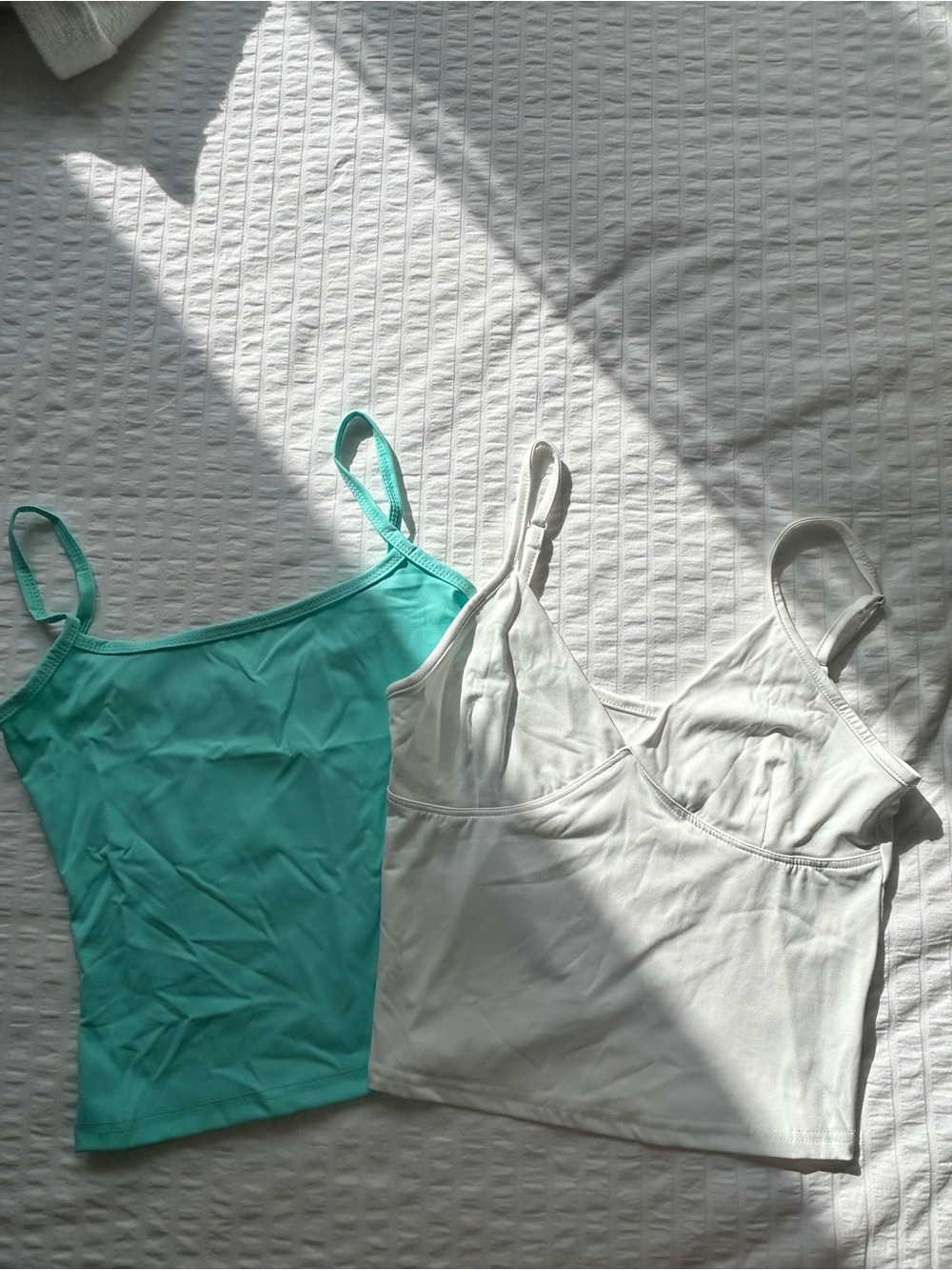 Women’s Lightweight Cami Tank Top - White and Aqua
